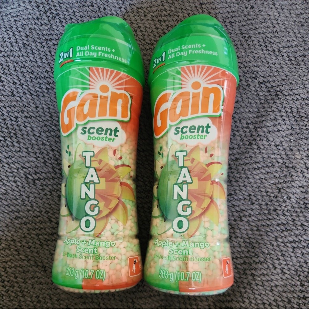 2 New Gain In-Wash Laundry Scent Booster Beads Tango Apple + Mango HE- 10.7 oz